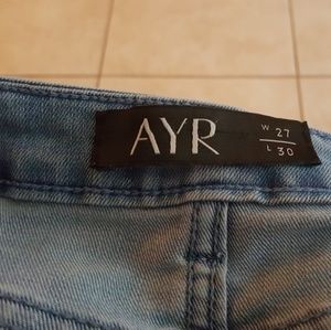 AYR skinny jeans size 27 high end, fringed hem
